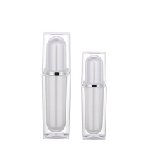 15ml 30ml empty double wall square acrylic bottle with pump custom plastic rectangle lotion bottle